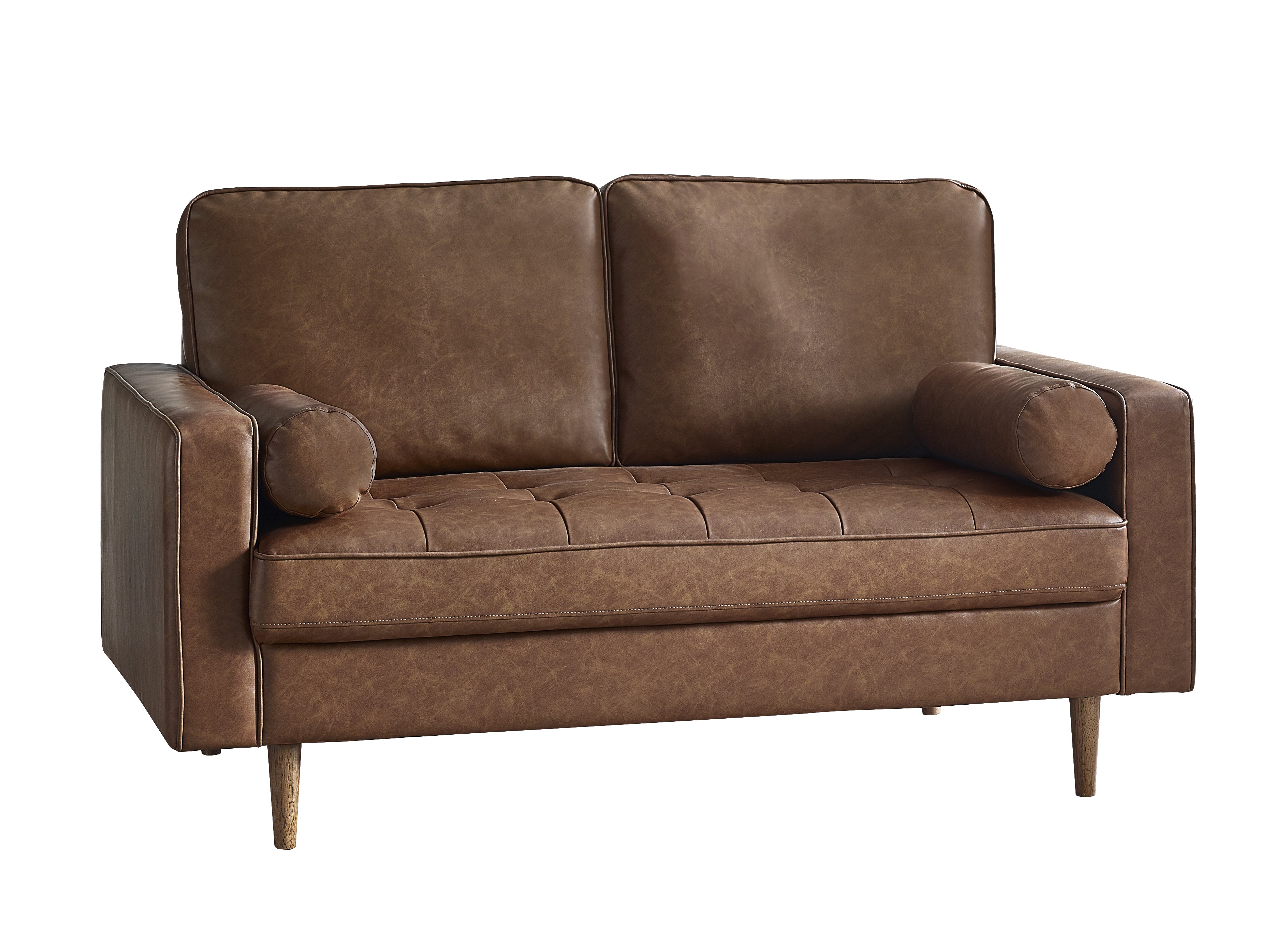 Callow Brown Faux Leather Sofa | 2 Seater